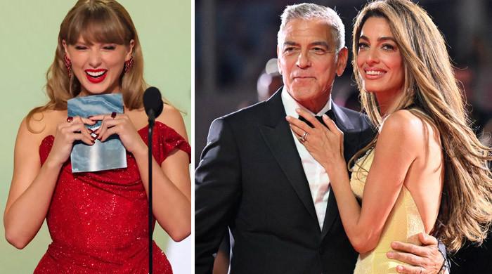 Taylor Swift receives love from George Clooney, Amal’s twins